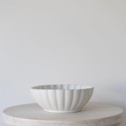 White Scalloped Ceramic Bowl