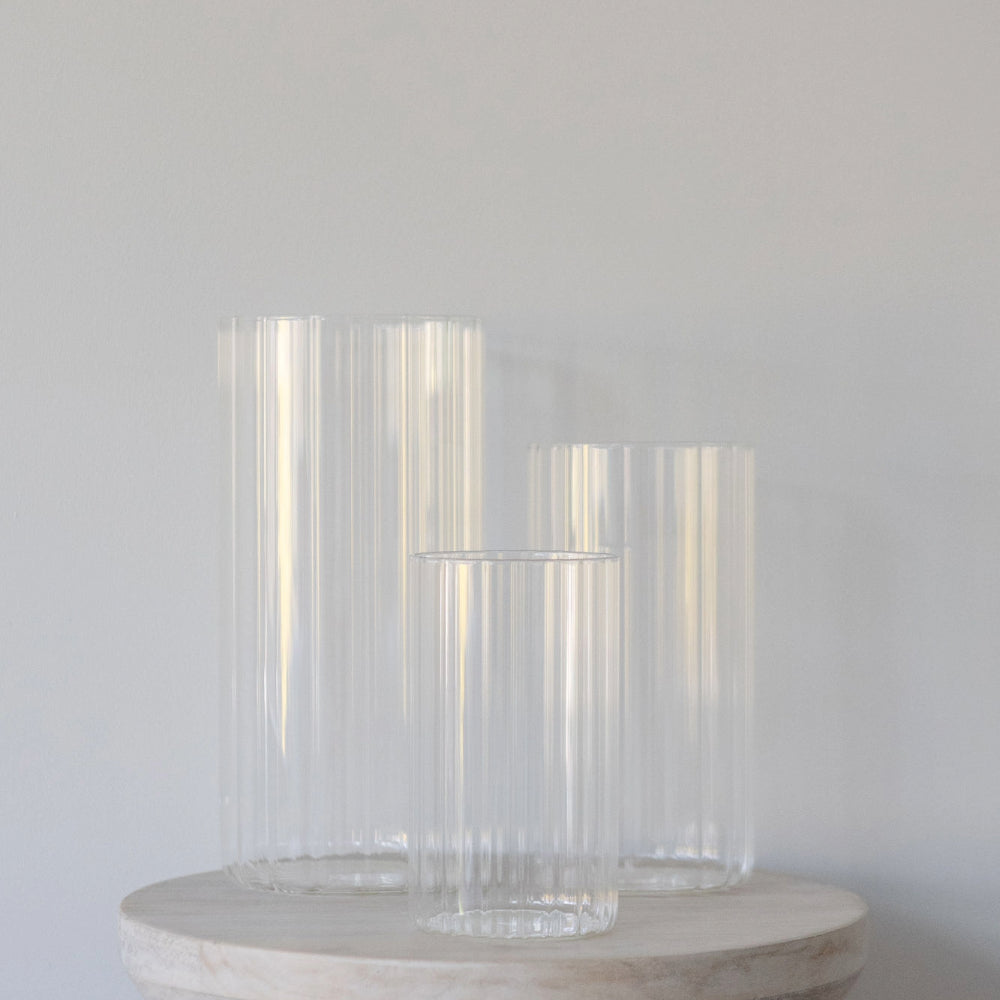 Glass Ribbed Candle Cylinders