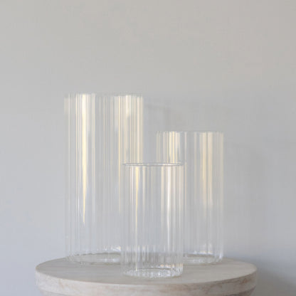 Glass Ribbed Candle Cylinders