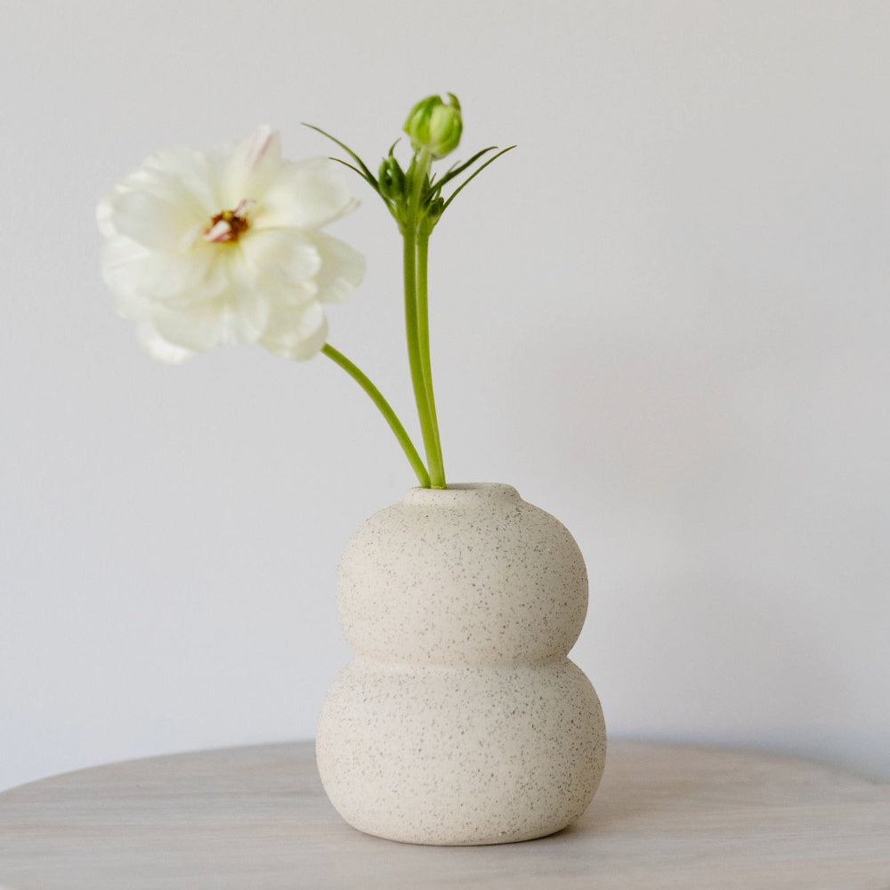 Beige Speckled Ceramic Bud Vase