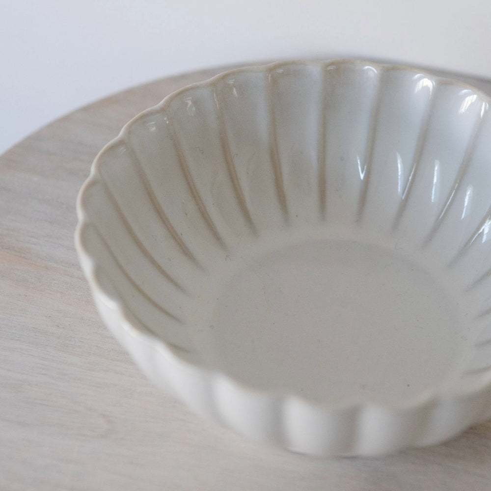 White Scalloped Ceramic Bowl