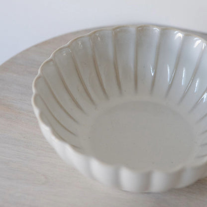 White Scalloped Ceramic Bowl