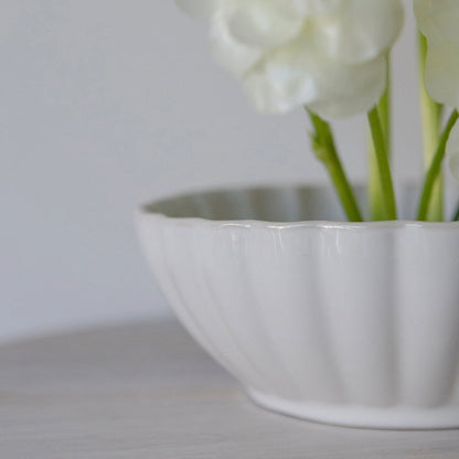 White Scalloped Ceramic Bowl