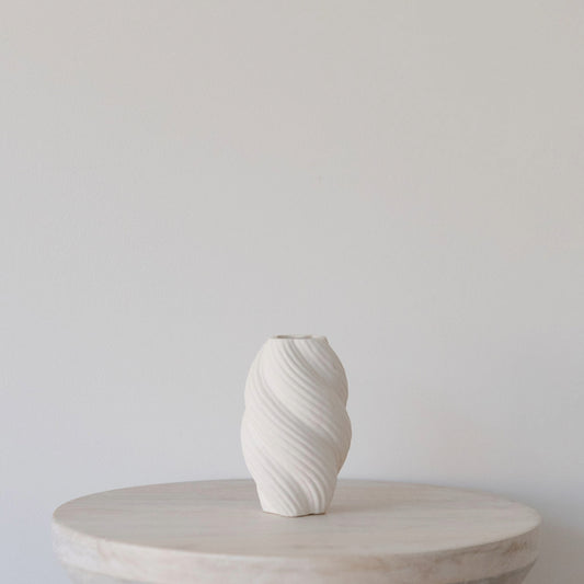 White Swirl Ceramic Bud Vase - Tall
