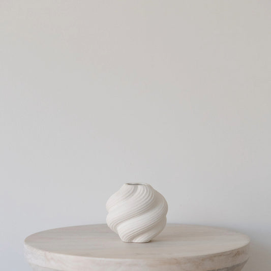 White Swirl Ceramic Bud Vase - Low
