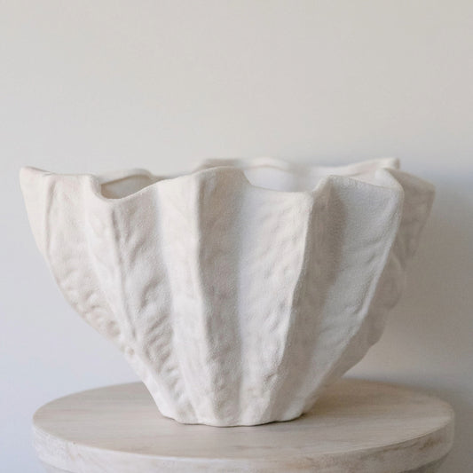 White Shell Ceramic Vase - Large