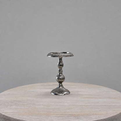 Silver Fluted Pillar Candle Holder