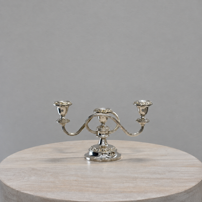 Silver Scroll Three Arm Candelabra - Low