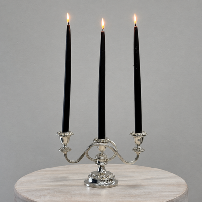 Silver Scroll Three Arm Candelabra - Low