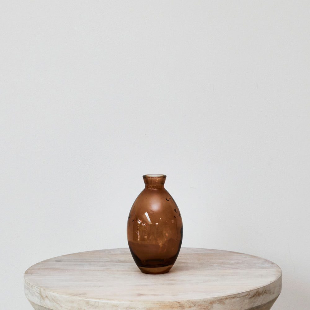 Amber Glass Bud Vase - Tall