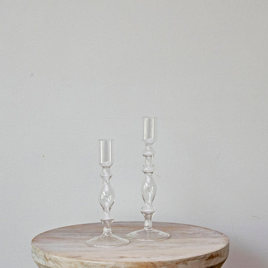 Glass Ornate Candlesticks