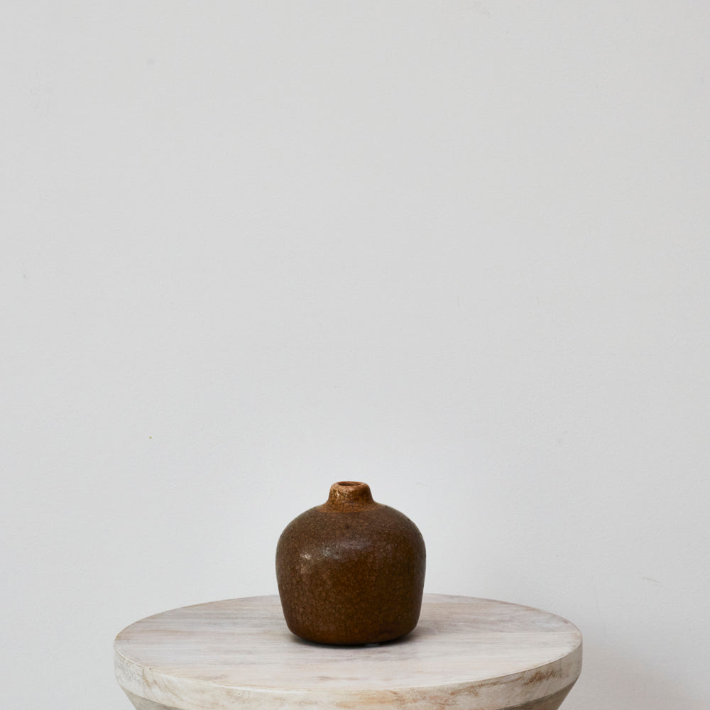 Brown Craquelure Bud Vase