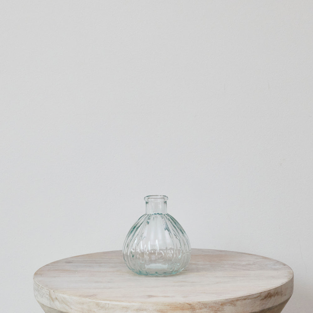 Glass Ribbed Onion Vase
