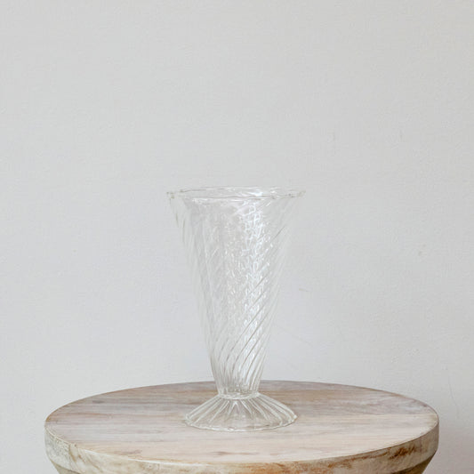 Glass Ribbed Cone Vase