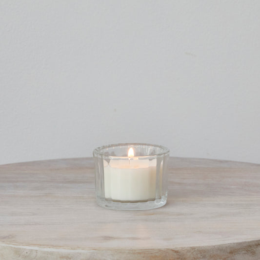 Glass Ribbed Tealight Holder - Low