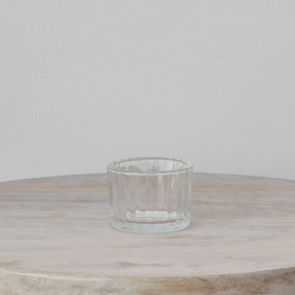 Glass Ribbed Tealight Holder - Low