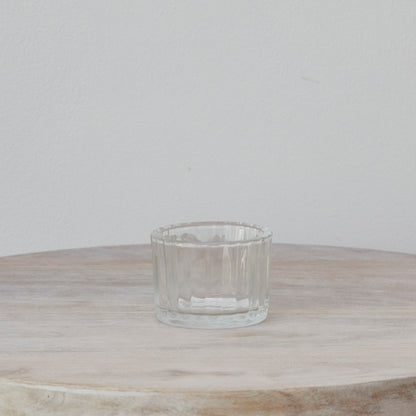 Glass Ribbed Tealight Holder - Low