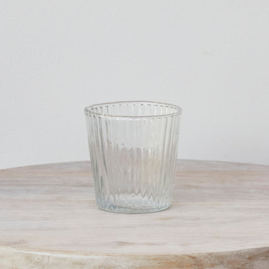 Glass Ribbed Tealight holder - Small