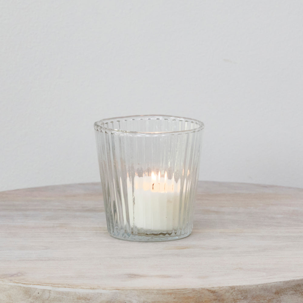 Glass Ribbed Tealight holder - Small