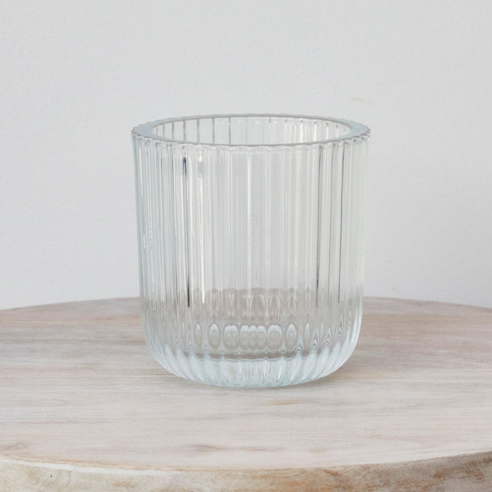 Glass Ribbed Tealight holder - Large