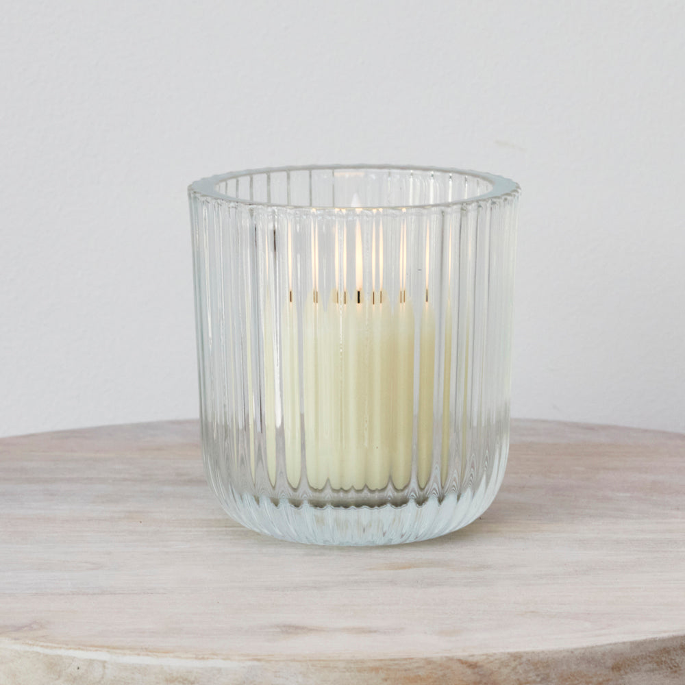 Glass Ribbed Tealight holder - Large