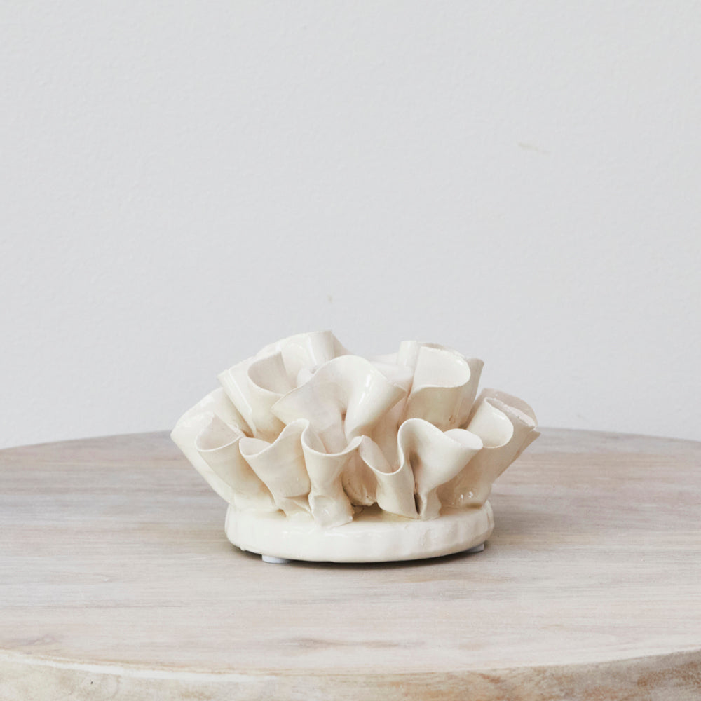 Cream Ceramic Candlestick