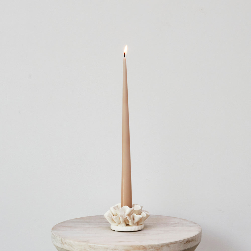 Cream Ceramic Candlestick