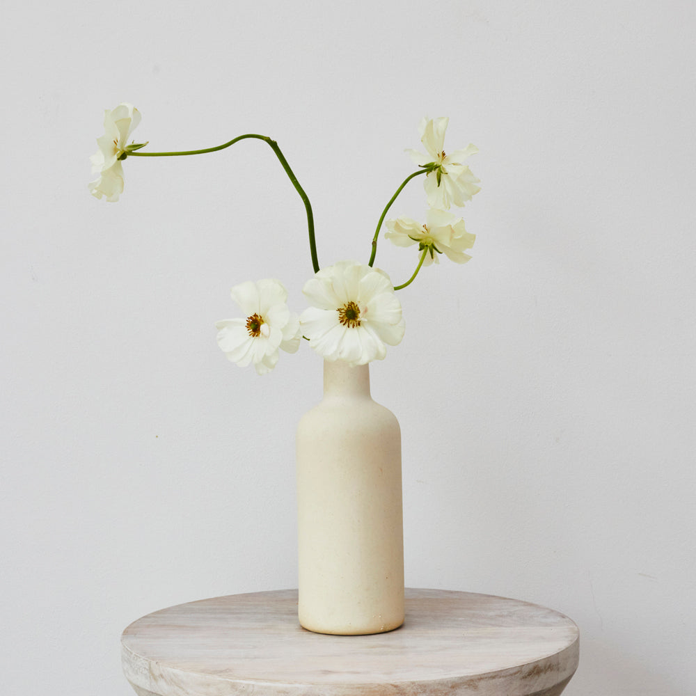 Cream Ceramic Bud Vase - Tall