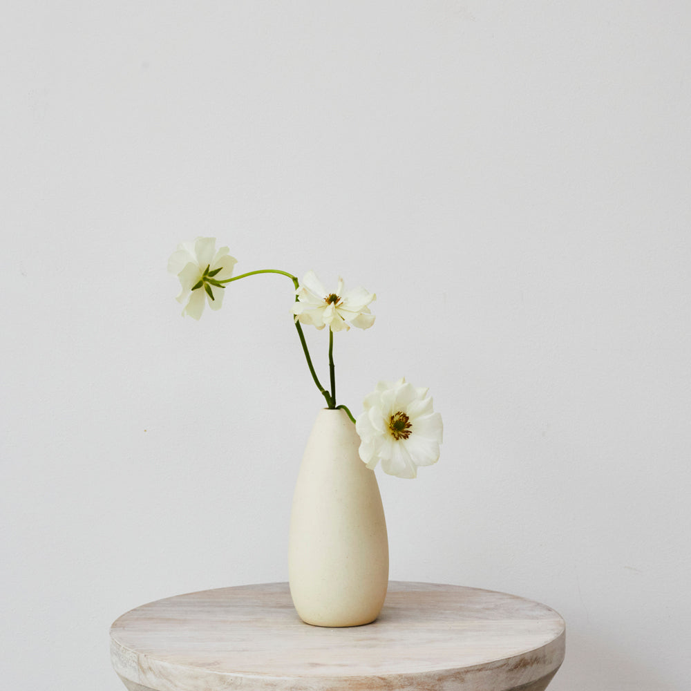 Cream Ceramic Bud Vase - Med