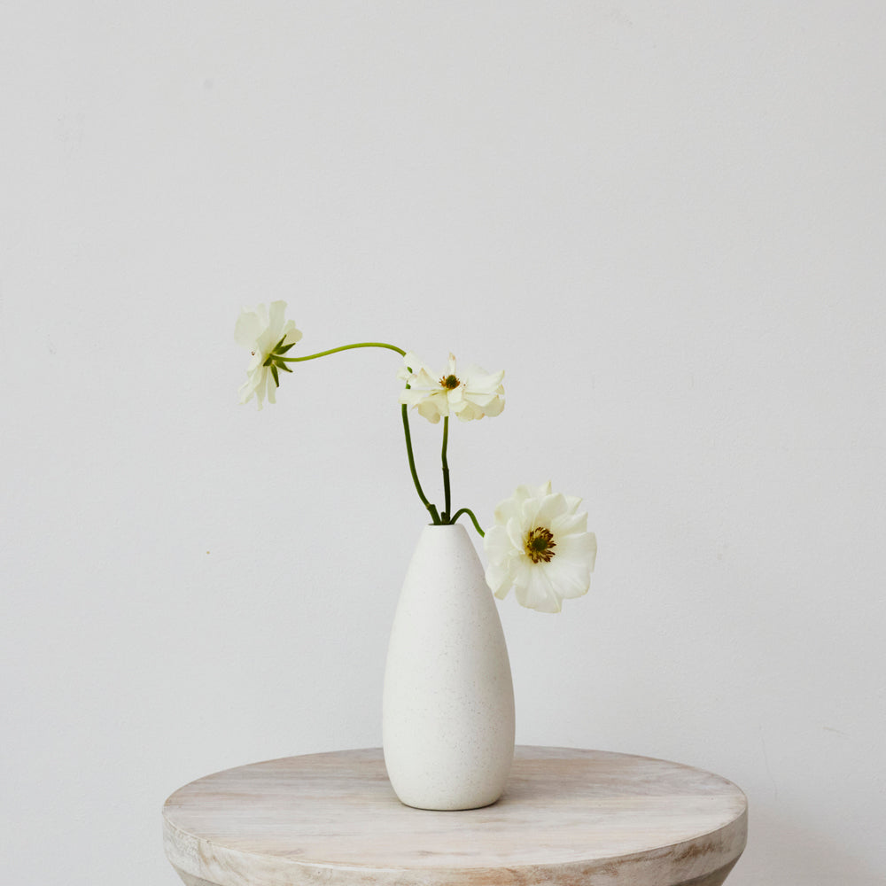 White Ceramic Bud Vase - Med