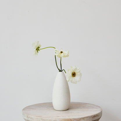 White Ceramic Bud Vase - Med