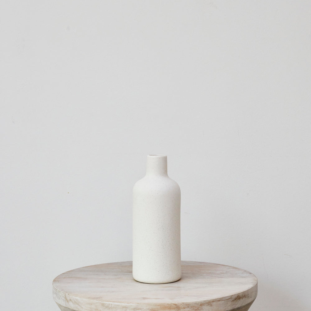 White Ceramic Bud Vase - Tall
