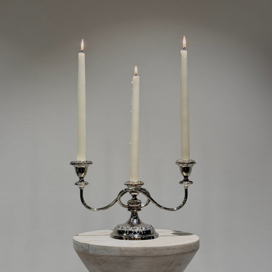 Silver Three Arm Candelabra - Low
