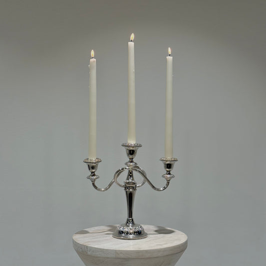 Silver Three Arm Candelabra - Med