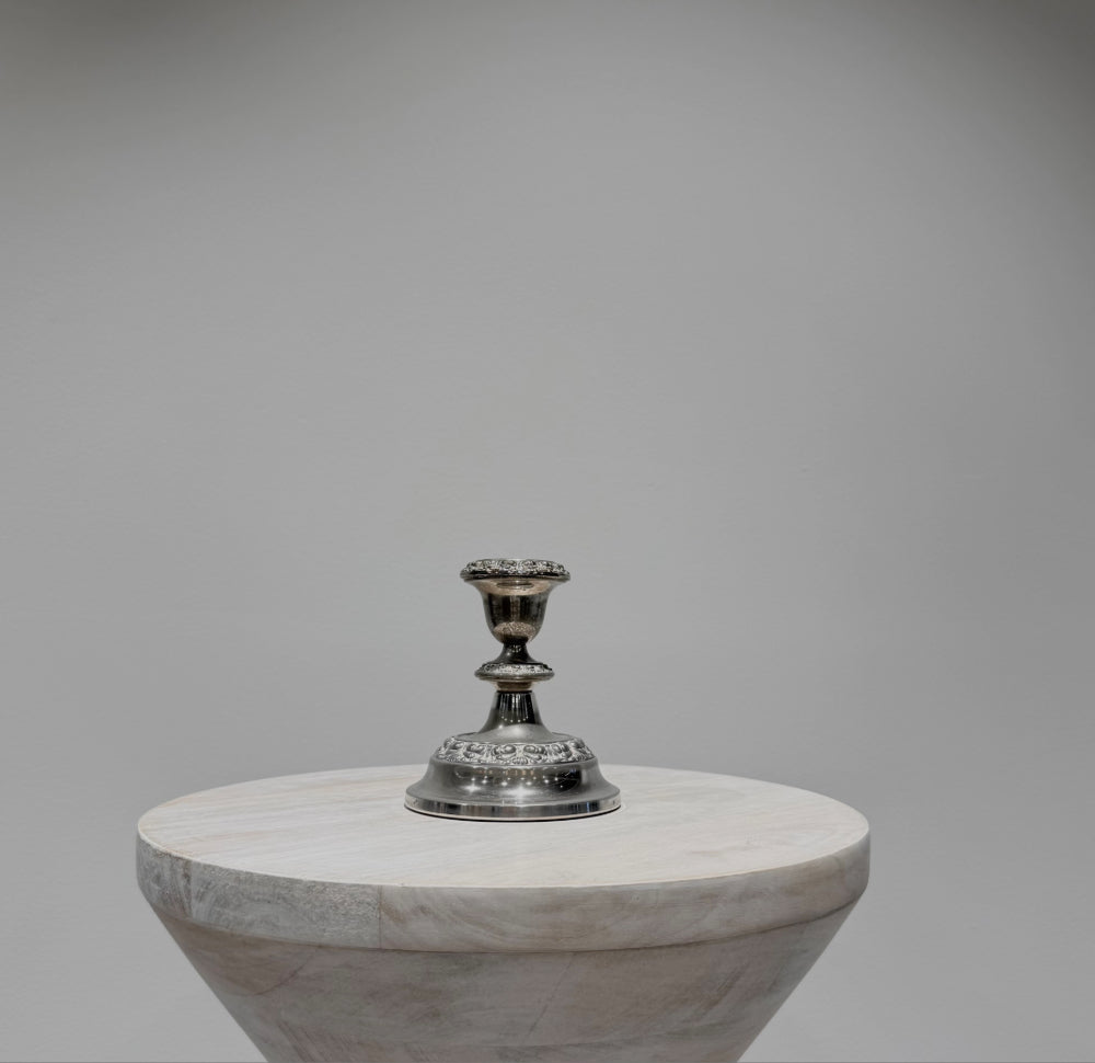 Silver Embossed Candlestick