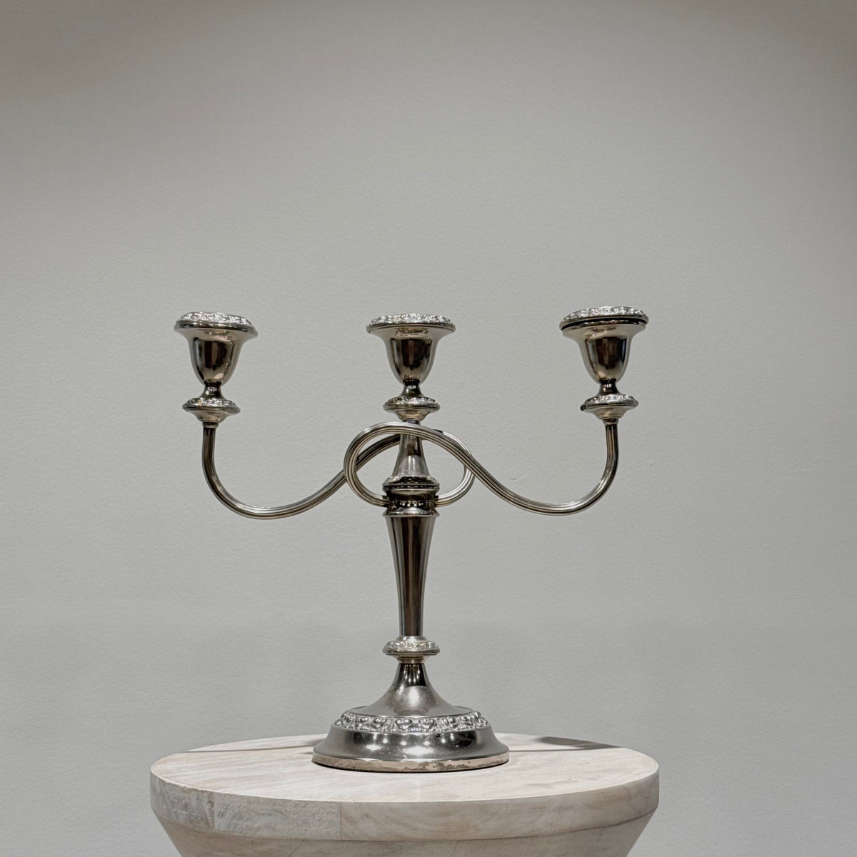 Silver Three Arm Candelabra - Tall