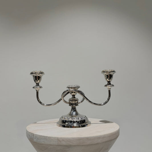 Silver Three Arm Candelabra - Low