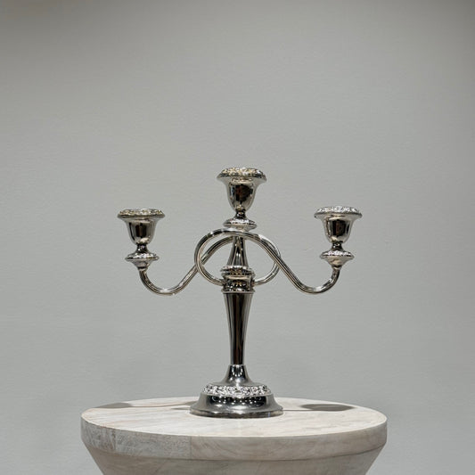 Silver Three Arm Candelabra - Med