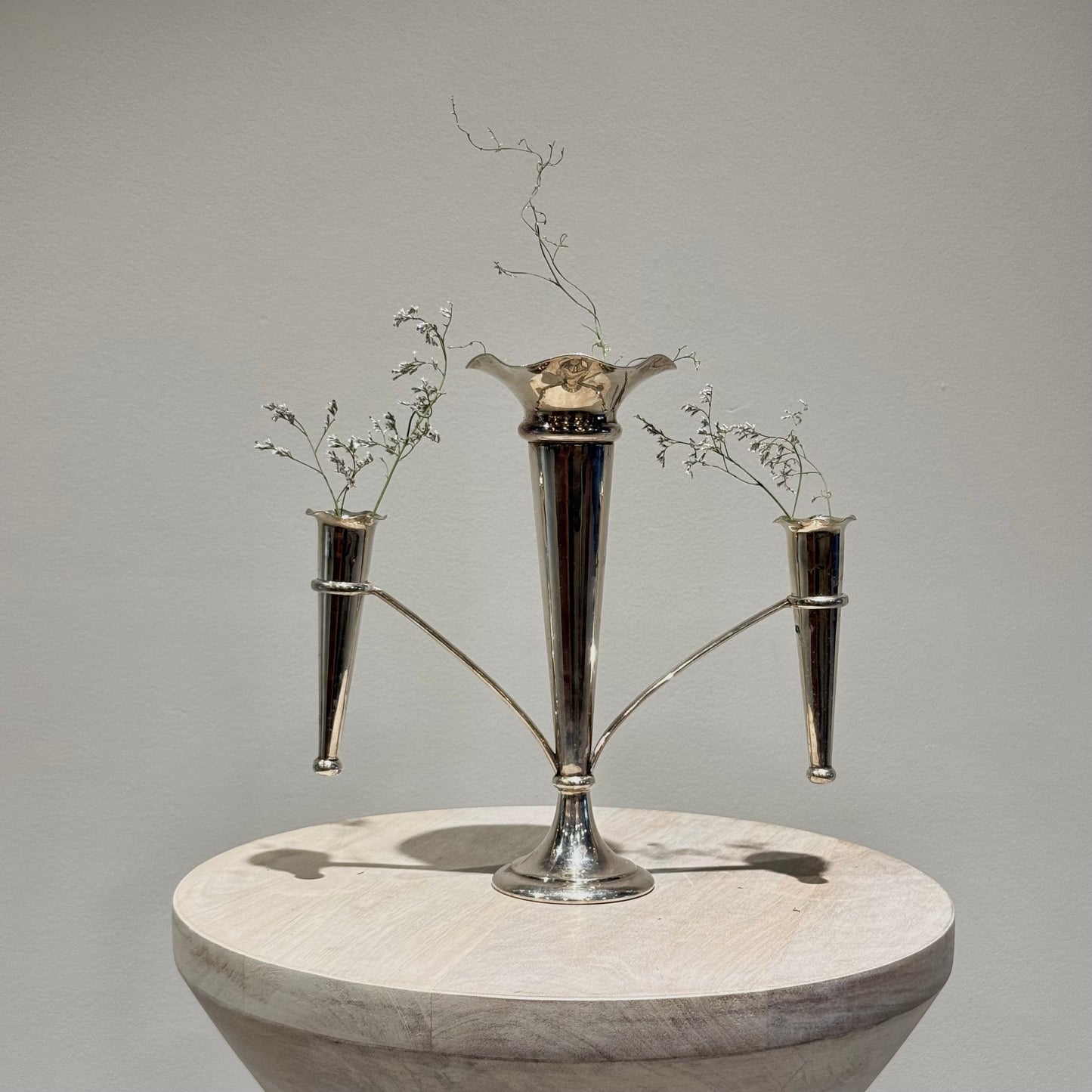 Silver Trumpet Bud Vase - Three Stem