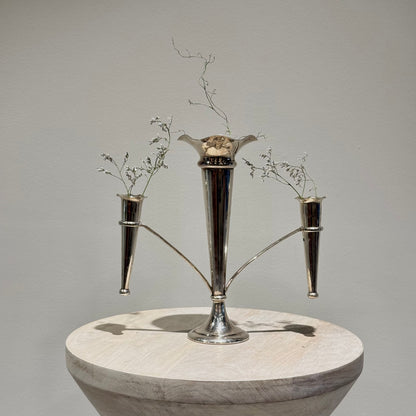 Silver Trumpet Bud Vase - Three Stem