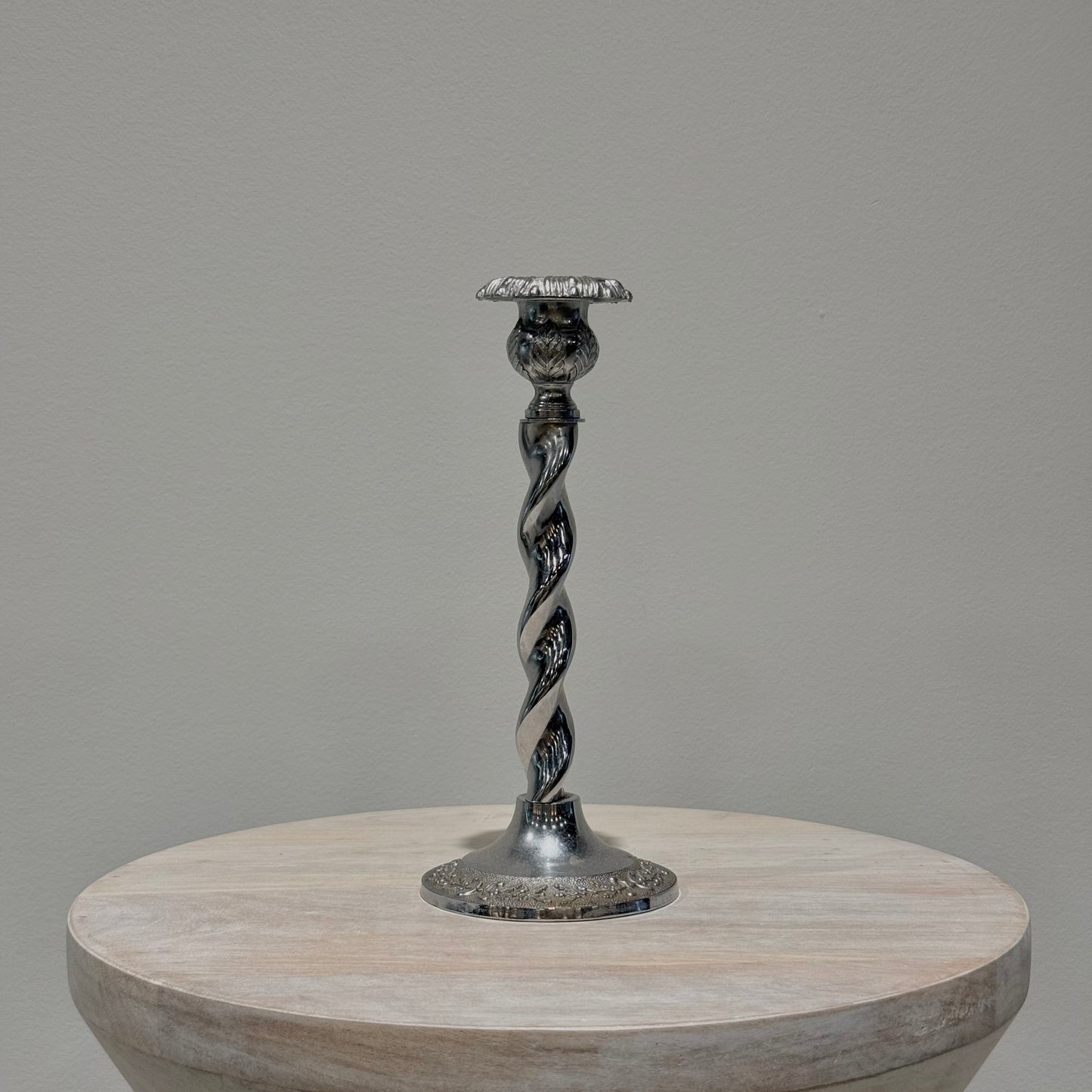 Silver Barley Twist Candlestick - Tall