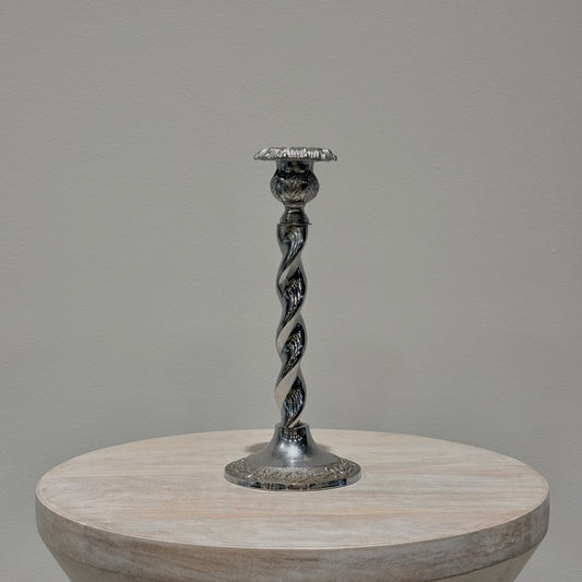 Silver Barley Twist Candlestick - Tall