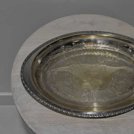 Silver Engraved Oval Tray